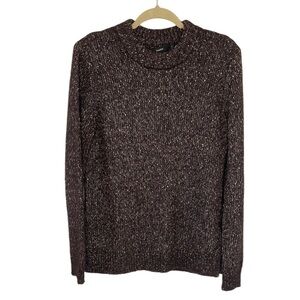 Theory Speckled Crewneck Alpaca Wool Sweater Dark Brown Minimalist Women’s M